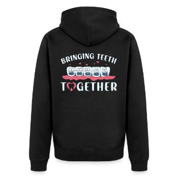 Braces Dentist Funny Orthodontist - Unisex Premium Bio Zip Hoodie - Schwarz - Hinten - Nico (187cm)