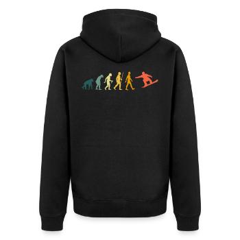 Snowboard Evolution Snowboarder Retro - Unisex Premium Organic Zip Hoodie - black - Back - Nico (187cm)