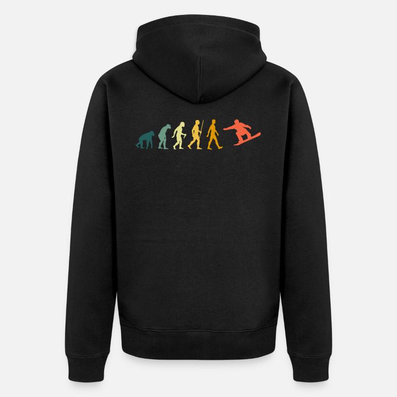 Snowboard Evolution Snowboarder Retro - Unisex Premium Bio Zip Hoodie - Schwarz