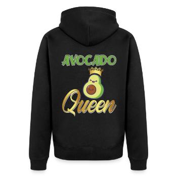 AVOCADO QUEEN - Unisex Premium Bio Zip Hoodie - Schwarz - Hinten - Nico (187cm)