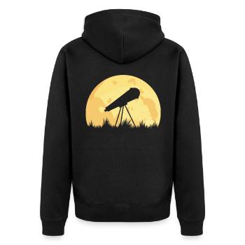 telescope - Unisex Premium Organic Zip Hoodie - black - Back - Nico (187cm)