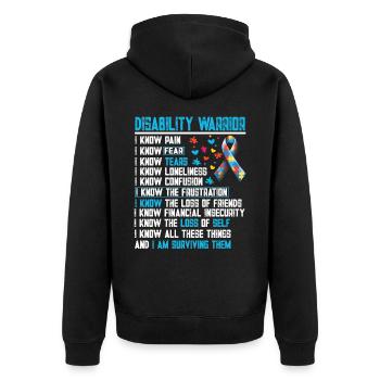 GUERRIER DU HANDICAP - Veste à capuche bio Premium Unisexe - noir - Dos - Nico (187cm)