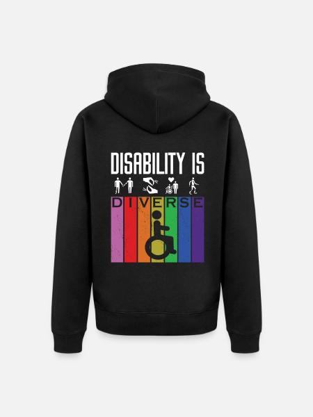DISABILITY IS DIVERSE - Unisex Premium Organic Zip Hoodie - black