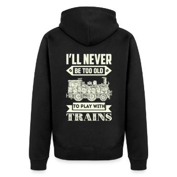 ne jamais être trop vieux pour jouer avec les trains - Veste à capuche bio Premium Unisexe - noir - Dos - Nico (187cm)