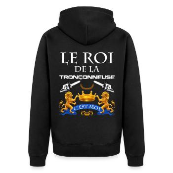 Bûcheron métier du bois. tronçonneuse - Veste à capuche bio Premium Unisexe - noir - Dos - Nico (187cm)