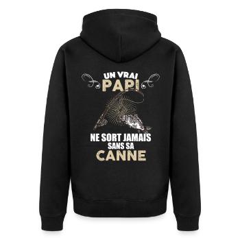 Papi canne à pêche - Veste à capuche bio Premium Unisexe - noir - Dos - Nico (187cm)