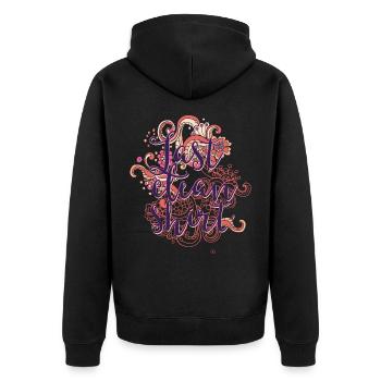 Last clean shirt-Das letzte saubere Shirt T-shirt - Unisex Premium Bio Zip Hoodie - Schwarz - Hinten - Nico (187cm)