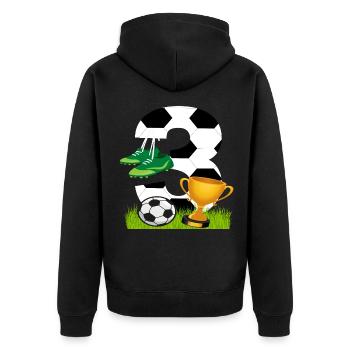 Football 3 Anniversaire Joueur de football Football - Veste à capuche bio Premium Unisexe - noir - Dos - Nico (187cm)