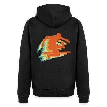 Retro Hurdling Sport, Hürden Track & Field Geschenk - Unisex Premium Bio Zip Hoodie - Schwarz - Hinten - Nico (187cm)