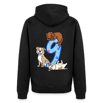 9. Geburtstag Junge Hunde Outfit 9 Jahre Alt - Unisex Premium Bio Zip Hoodie - Schwarz - Hinten - Nico (187cm)