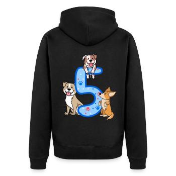 5. Geburtstag Junge Hunde Outfit 5 Jahre Alt Welpe - Unisex Premium Bio Zip Hoodie - Schwarz - Hinten - Nico (187cm)