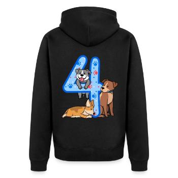 4. Geburtstag Junge Hunde Outfit 4 Jahre Alt Welpe - Unisex Premium Bio Zip Hoodie - Schwarz - Hinten - Nico (187cm)