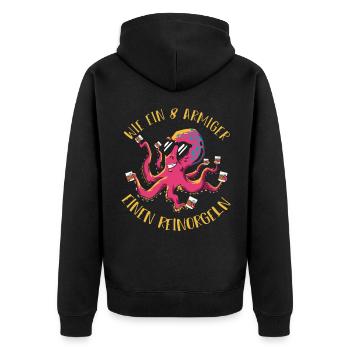 Trinkerfreunde wie ein achtarmiger ein reinorgeln - Unisex Premium Bio Zip Hoodie - Schwarz - Hinten - Nico (187cm)