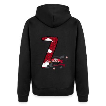 7. Geburtstag Junge Ninja 7 Jahre Ninja Kostüm - Unisex Premium Bio Zip Hoodie - Schwarz - Hinten - Nico (187cm)