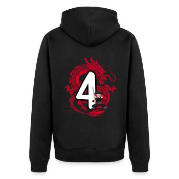 4. Geburtstag Junge 4 Jahre Ninja Drache Kostüm - Unisex Premium Bio Zip Hoodie - Schwarz - Hinten - Nico (187cm)