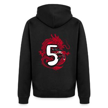 5th Birthday Boy 5 Years Ninja Dragon Costume - Unisex Premium Organic Zip Hoodie - black - Back - Nico (187cm)