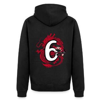 6. Geburtstag Junge 6 Jahre Ninja Drache Kostüm - Unisex Premium Bio Zip Hoodie - Schwarz - Hinten - Nico (187cm)