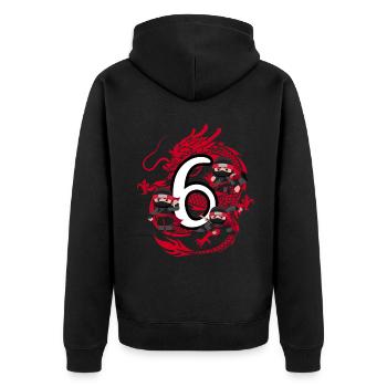 6. Geburtstag Junge 6 Jahre Ninja Drache Kostüm - Unisex Premium Bio Zip Hoodie - Schwarz - Hinten - Nico (187cm)