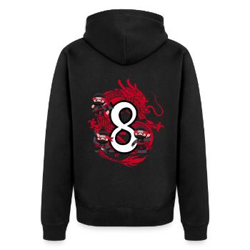 8. Geburtstag Junge 8 Jahre Ninja Drache Kostüm - Unisex Premium Bio Zip Hoodie - Schwarz - Hinten - Nico (187cm)