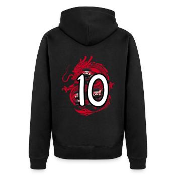10. Geburtstag Junge 10 Jahre Ninja Drache Kostüm - Unisex Premium Bio Zip Hoodie - Schwarz - Hinten - Nico (187cm)