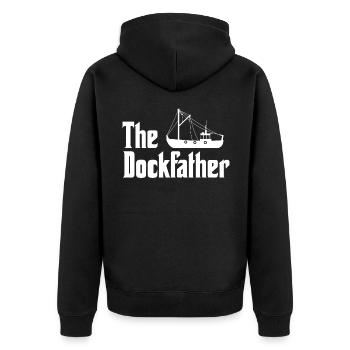 The Dockfather Schiff Seemann Angler Spruch - Unisex Premium Bio Zip Hoodie - Schwarz - Hinten - Nico (187cm)