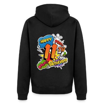 11. Geburtstag Junge Comic-Stil Superhelden - Unisex Premium Bio Zip Hoodie - Schwarz - Hinten - Nico (187cm)