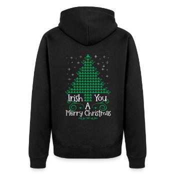 Ein irisches Weihnachtsfest wird gewünscht - Unisex Premium Bio Zip Hoodie - Schwarz - Hinten - Nico (187cm)