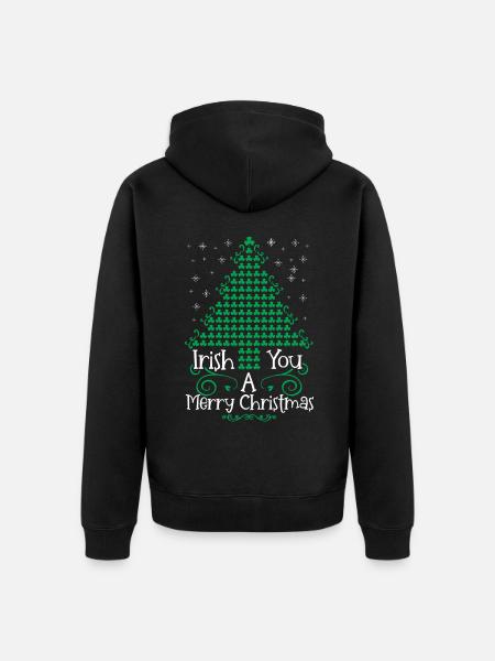 Ein irisches Weihnachtsfest wird gewünscht - Unisex Premium Bio Zip Hoodie - Schwarz