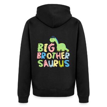 Promoted to big brother Saurus Dinosaur - Unisex Premium Organic Zip Hoodie - black - Back - Nico (187cm)