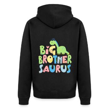 Promoted to big brother Saurus Dinosaur - Unisex Premium Organic Zip Hoodie - black - Back - Nico (187cm)