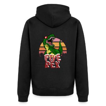 5th Birthday Boy five Rex Dinosaur Dino - Unisex Premium Organic Zip Hoodie - black - Back - Nico (187cm)