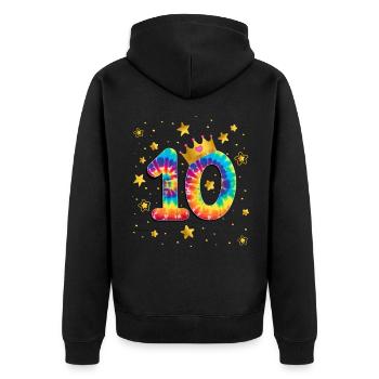 Teinture d’anniversaire colorée 10 ans filles 10. - Veste à capuche bio Premium Unisexe - noir - Dos - Nico (187cm)