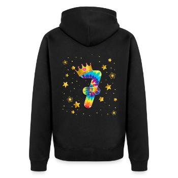 Teinture d’anniversaire colorée 7 ans filles 7. - Veste à capuche bio Premium Unisexe - noir - Dos - Nico (187cm)