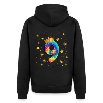 Teinture d’anniversaire colorée 9 ans filles 9. - Veste à capuche bio Premium Unisexe - noir - Dos - Nico (187cm)