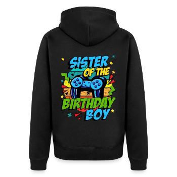 Birthday Sister Time to Level Level Up game - Unisex Premium Organic Zip Hoodie - black - Back - Nico (187cm)