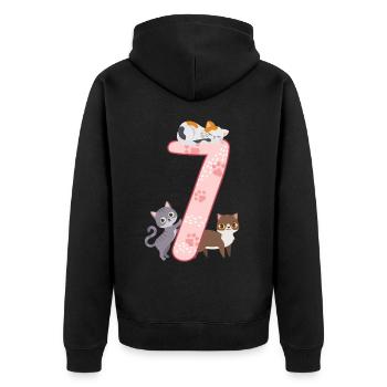 7ème anniversaire Fille Chat - Veste à capuche bio Premium Unisexe - noir - Dos - Nico (187cm)