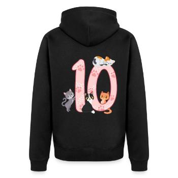 10. Geburtstag Mädchen Katze - Unisex Premium Bio Zip Hoodie - Schwarz - Hinten - Nico (187cm)
