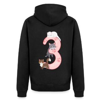 3. Geburtstag Mädchen Katze - Unisex Premium Bio Zip Hoodie - Schwarz - Hinten - Nico (187cm)