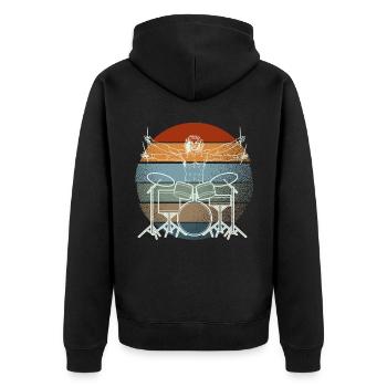 Vitruvian Drummer Drummer Legend - Unisex Premium Organic Zip Hoodie - black - Back - Nico (187cm)
