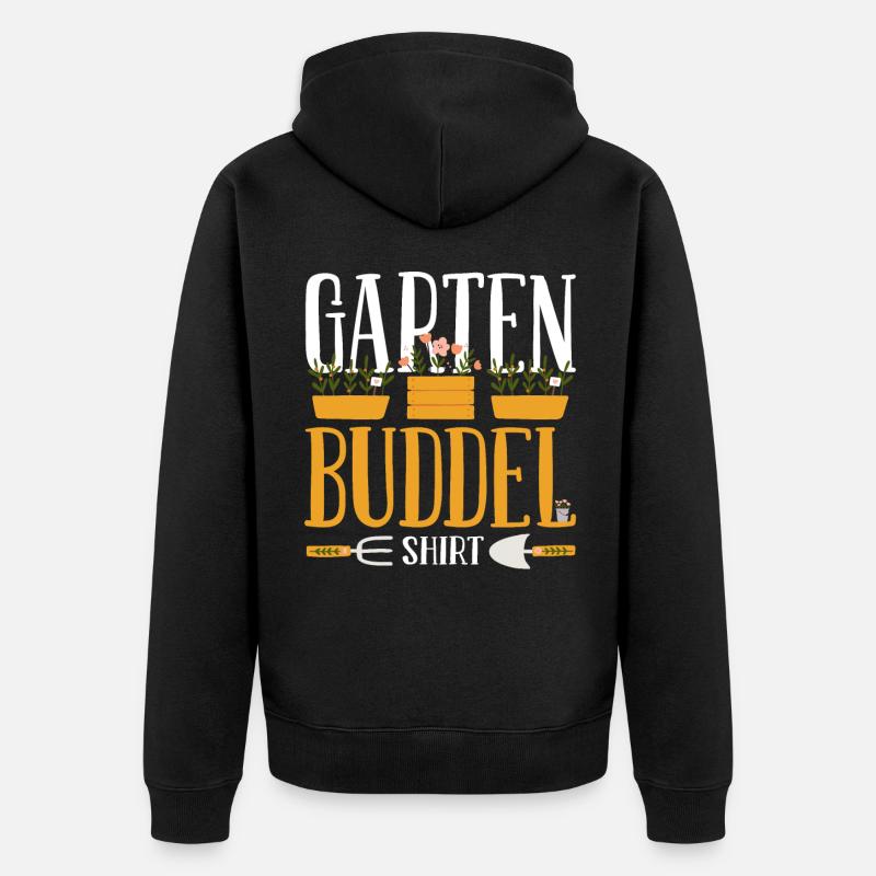 Offizielles Garten Buddelshirt - Unisex Premium Bio Zip Hoodie - Schwarz