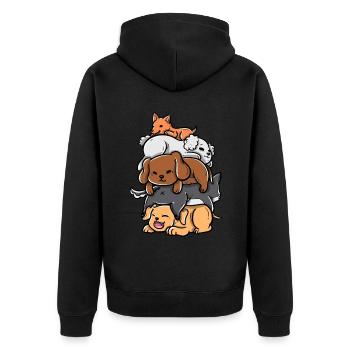 Sleeping Dogs Stack Anime Kawaii Puppy - Unisex Premium Organic Zip Hoodie - black - Back - Nico (187cm)