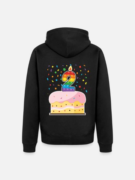 Pop It 2nd Birthday Cake Girls Boys Fidget - Unisex Premium Organic Zip Hoodie - black