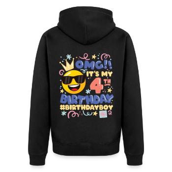 Omg! it's my 4th birthday Boy Emoticon - Unisex Premium Organic Zip Hoodie - black - Back - Nico (187cm)