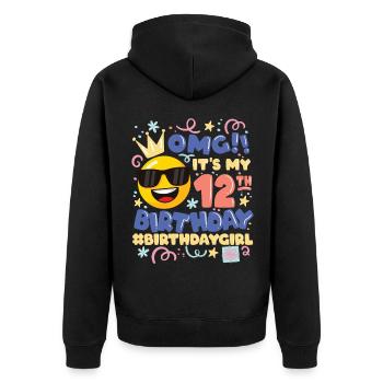 Omg! c’est mon émoticône de fille de 12 ans - Veste à capuche bio Premium Unisexe - noir - Dos - Nico (187cm)