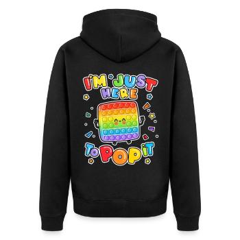 I'm Just Here To Pop It Board Game Kids Fidget - Unisex Premium Organic Zip Hoodie - black - Back - Nico (187cm)