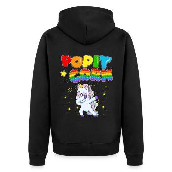 Pop It Corn Licorne douce enchanteresse - Veste à capuche bio Premium Unisexe - noir - Dos - Nico (187cm)