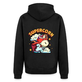Funny Supercorn Unicorn Papa Cool Dad - Unisex Premium Organic Zip Hoodie - black - Back - Nico (187cm)