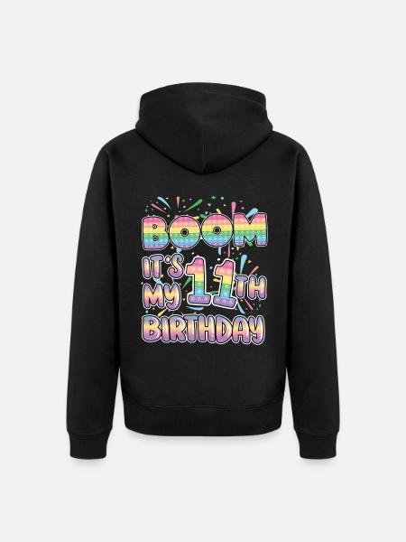 Boom It's My 11th Birthday Popper Number Pop It - Unisex Premium Organic Zip Hoodie - black