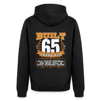 Vor 65 Jahren Gebaut Alle Teile Originalmechaniker - Unisex Premium Bio Zip Hoodie - Schwarz - Hinten - Nico (187cm)