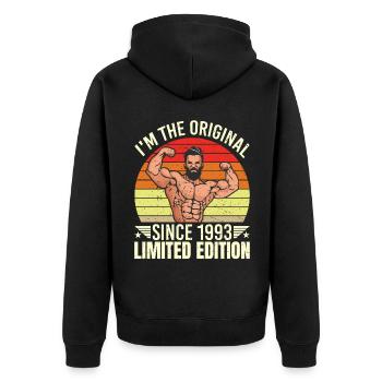 I am the original since 1993 Limited Edition - Unisex Premium Organic Zip Hoodie - black - Back - Nico (187cm)